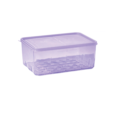 Purple storage container with a transparent lid on a white background