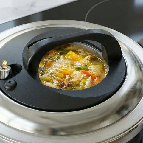 Stew with vegetables in a pressure cooker on a stove