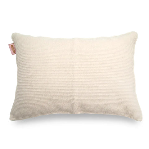 Beige ribbed pillow on a white background