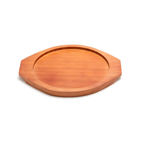 Wooden trivet on a white background