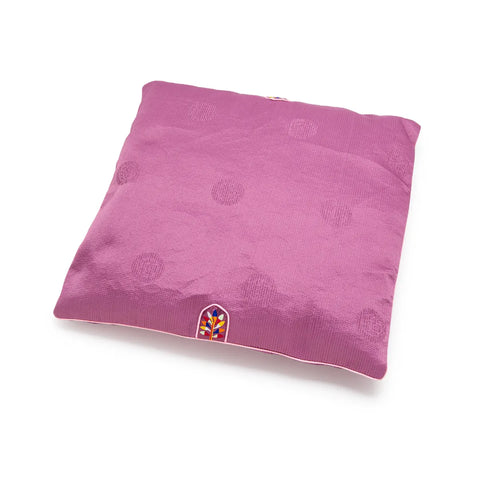 Purple square saet cushion with a pattern on a white background