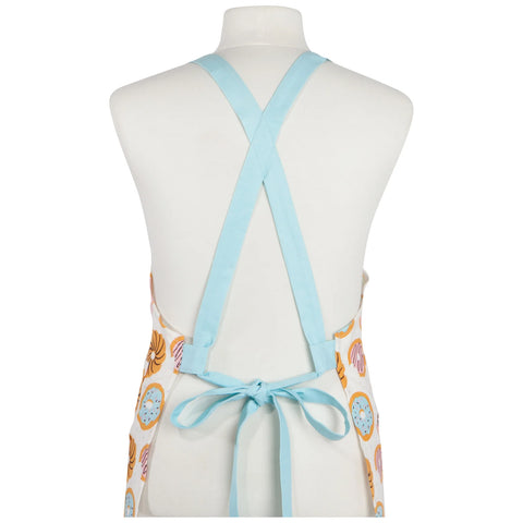 Apron with light blue straps on a mannequin against a white background