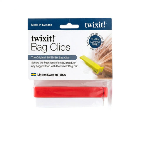 Packaging of twixit! Bag Clips with a red and white clip visible