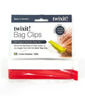 Packaging of twixit! Bag Clips with a red and white clip inside on a white background