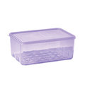Purple storage container with a transparent lid on a white background