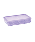 Purple plastic storage box on a white background