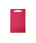 Red cutting board with a cutout handle on a white background