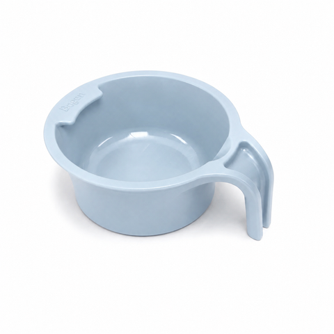 A light blue plastic measuring cup with a handle, shown on a clean white background.