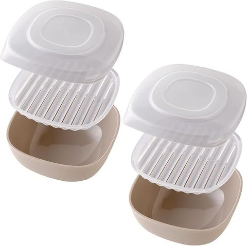 Two beige and white silicone dish drying racks shown on a plain white background.