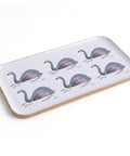 Rectangular tray with swan design on a white background