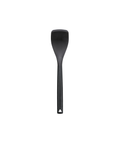 A black silicone spatula on a white background.