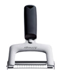 Triangle stainless steel julienne peeler with a black handle, shown against a plain white background.