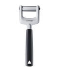Peeler with black handle and silver blade on a white background, featuring the brand 'Triangle'.