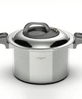 Stainless steel pot with lid on a white background, featuring the brand 'Altenbach'.