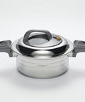 Stainless steel pot with lid on a white background, featuring the brand 'Altenbach'.