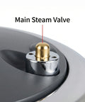 Main steam valve on a pressure cooker with a white background