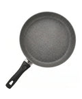 Gray non-stick frying pan on a white background