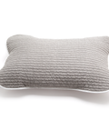 Gray quilted pillow on a white background
