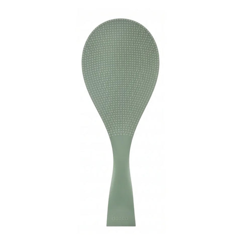 Green rice paddle on a white background