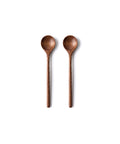 Two wooden spoons on a white background