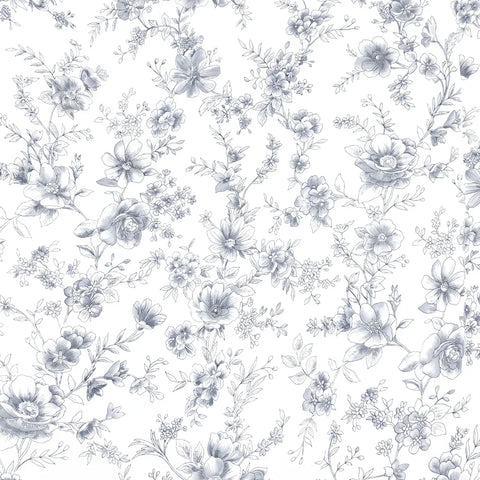 Floral pattern with blue flowers on a white background