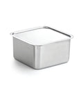 Metal square container on a white background