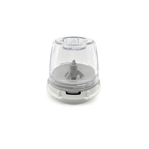 Clear and white kitchen grinder on a white background