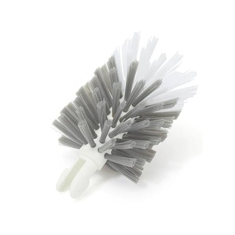 Cleaning brush with gray bristles on a white background