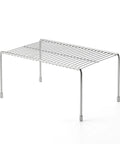 Metal wire shelf on a white background