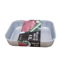 Rectangular food container with a transparent lid on a white background