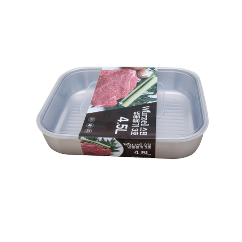 Rectangular food container with a transparent lid on a white background
