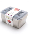 Stainless steel container with a clear lid featuring the Wurzel brand on a white background.