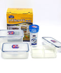 Lock & Lock food container set with packaging on a white background
