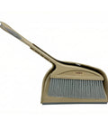 Beige broom and dustpan set on a white background