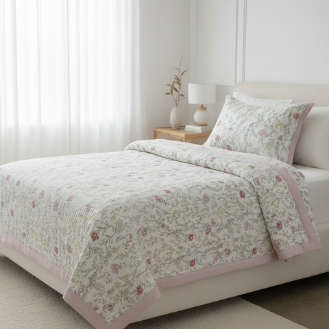 Casa Lux Lightweight Summer Flower Quilt Set