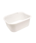 A white rectangular plastic container with rounded corners and a small vented hole along the top edge, shown on a plain white background.