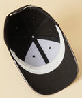 Inside of a baseball cap showing a cap liner in place inside the brim