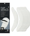 Cap Shield packaging with 10 white shields on a white background