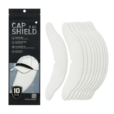 Cap Shield packaging with 10 white shields on a white background