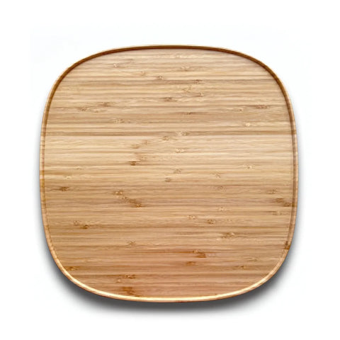 Wooden square placemat on a white background