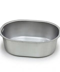 Stainless steel dish tub on a white background