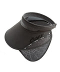 Black visor with mesh design on a white background
