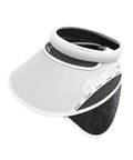 White and black visor with brand logo on a white background