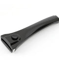Black plastic detachable pan handle on a white background