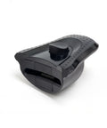Black detachable plastic pot handle on a white background