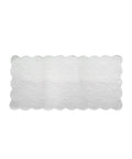Rectangular white textured pillow on a white background