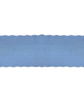 Blue scalloped mat on a white background