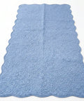 Blue textured bath mat on a white background
