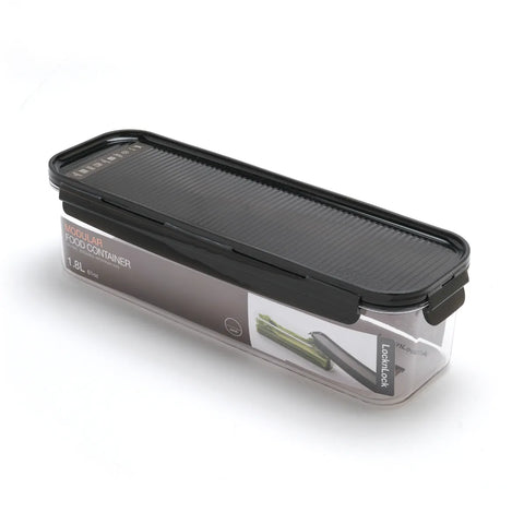 Lock&Lock food container with black lid on a white background