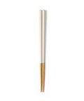 Pair of white and wooden chopsticks on a white background